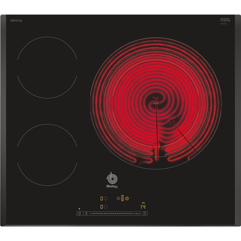 Vitroceramica Balay 3EB767LQ, 3 zonas, biselada