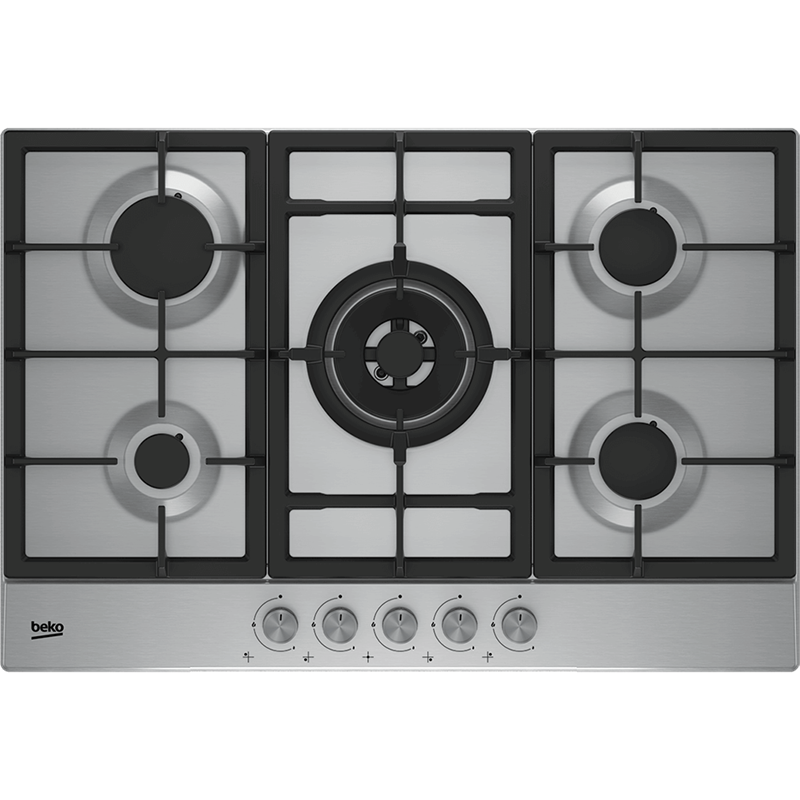 Encimera Beko HIAW 75225 SL inox 75cm 4 Fuegos + 1 Fuego Wok