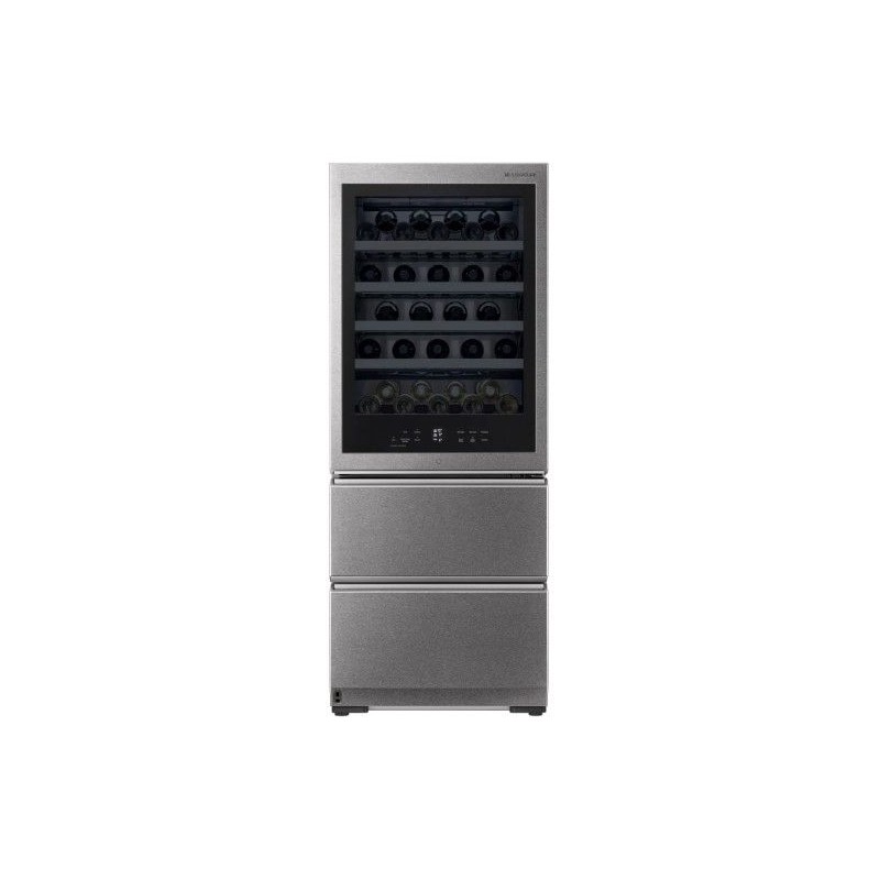 VINOTECA LG LSR200W Gourmet SIGNATURE 1,79m, capacidad para 65 botellas, Acero Inoxidable Premium Texturizado