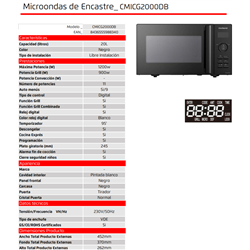 Microondas Corbero CMICG2000DB 20L, grill, negro