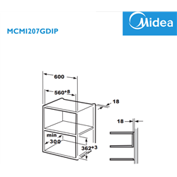 Midea Microondas MCMI207GDIP Integralbe 17L, INOX.