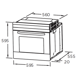 Horno Midea MD65M40M0-B0, Multif., 60cm, 70L, A